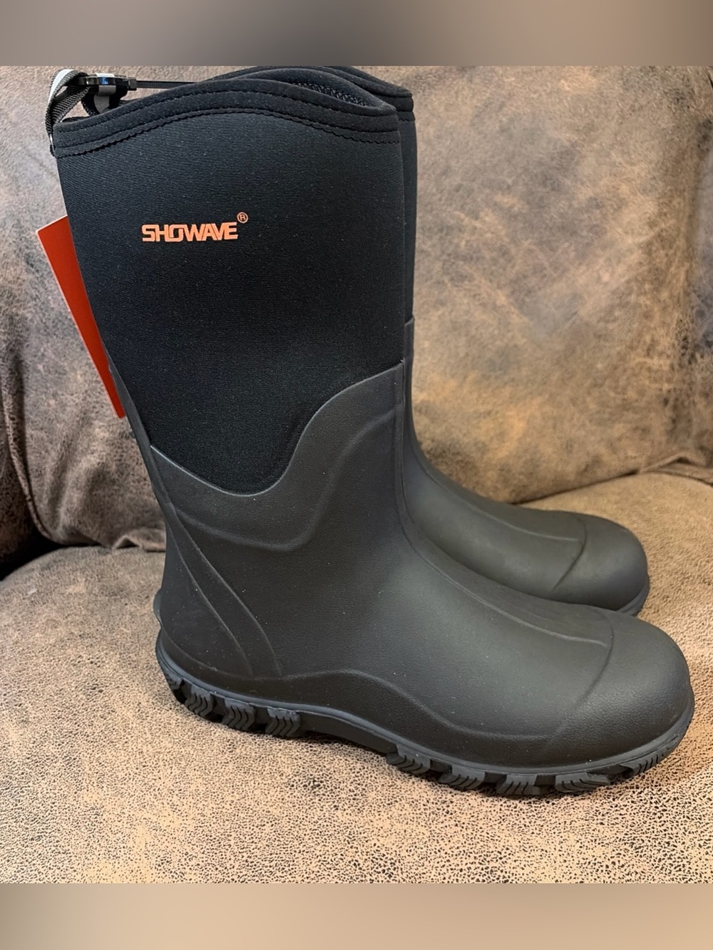 Showave Classic Men's Rubber Boots Waterproof Rain Boots Size 8